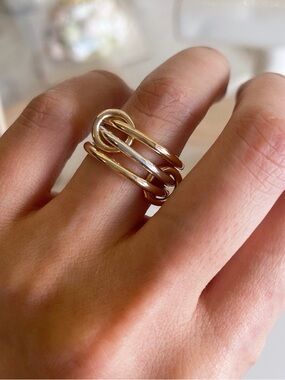 14KGF Two-Tone Link Ring Size 4